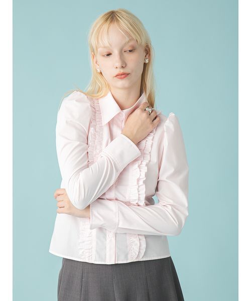 FURFUR(ファーファー)の「コンパクトパフスリーブシャツ(シャツ/ブラウス・レディース・ブルー/ピンク/ホワイト・F)」の10枚目の写真