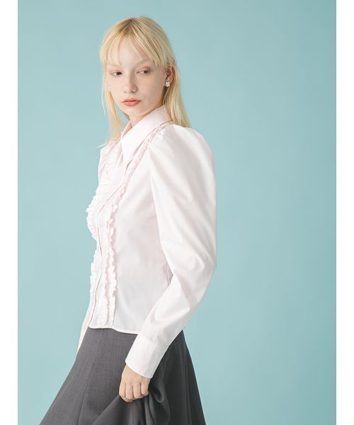 FURFUR(ファーファー)の「コンパクトパフスリーブシャツ(シャツ/ブラウス・レディース・ブルー/ピンク/ホワイト・F)」の12枚目の写真