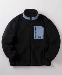 【70】【GERRY/ジェリー】ロゴワンポイント シープボア×ナイロン 切替 スタンドカラージャケット