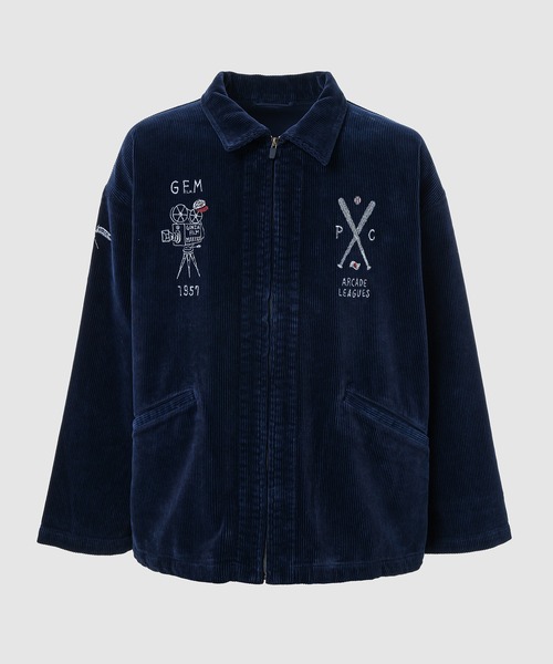 PORTER CLASSIC（ポータークラシック）の「CORDUROY ZIP JACKET EMBROIDERY (SANDLOT)（その他アウター・メンズ・ブラック/ブルー・3）」の2枚目の写真