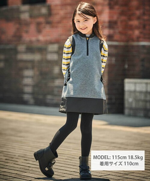 BeBe（ベベ）の「マルチボーダーリブハイネックニット（ニット/セーター・キッズ・イエロー系その他/ブラック系その他・130cm/110cm/100cm/140cm/150cm/120cm）」の12枚目の写真