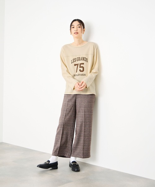 Mac-House(マックハウス)の「Idnes 2wayフットボールロゴT(Tシャツ/カットソー・レディース・ボルドー/グレー/アイボリー・FREE)」の20枚目の写真