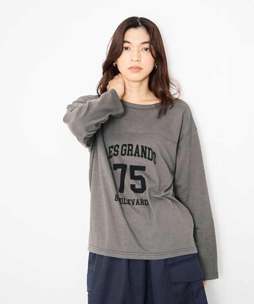 Mac-House(マックハウス)の「Idnes 2wayフットボールロゴT(Tシャツ/カットソー・レディース・ボルドー/グレー/アイボリー・FREE)」の18枚目の写真