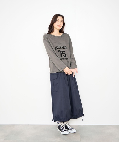 Mac-House(マックハウス)の「Idnes 2wayフットボールロゴT(Tシャツ/カットソー・レディース・ボルドー/グレー/アイボリー・FREE)」の13枚目の写真