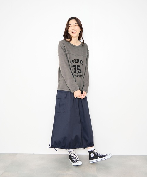 Mac-House(マックハウス)の「Idnes 2wayフットボールロゴT(Tシャツ/カットソー・レディース・ボルドー/グレー/アイボリー・FREE)」の12枚目の写真