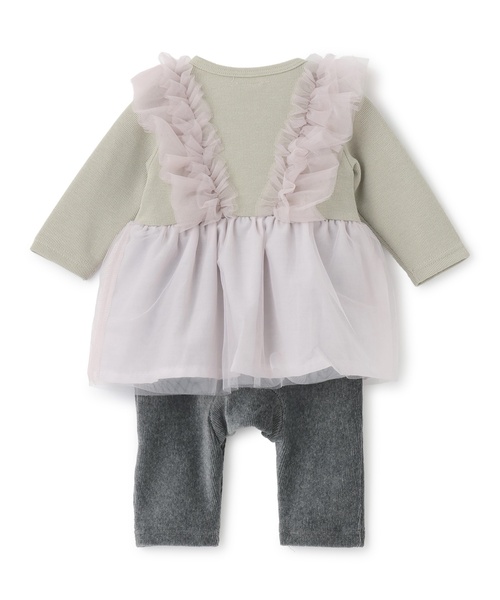 petit main（プティマイン）の「チュールフリルカバーオール（ロンパース・キッズ・ライトピンク/ライトグレー・80ｃｍ/70cm）」の6枚目の写真