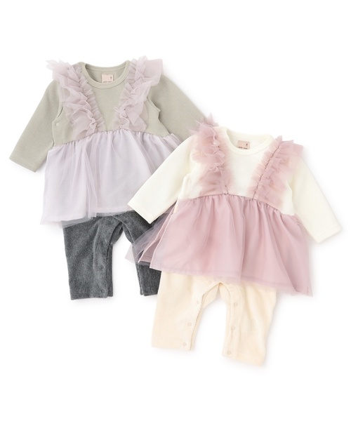 petit main（プティマイン）の「チュールフリルカバーオール（ロンパース・キッズ・ライトピンク/ライトグレー・80ｃｍ/70cm）」の13枚目の写真