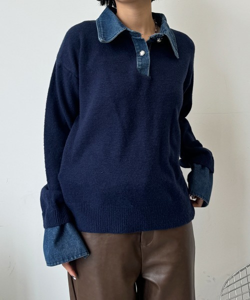 ダブスタSov. / デニムドッキングスキッパーニット ダブスタSov. / デニムドッキングスキッパーニット DOUBLE STANDARD