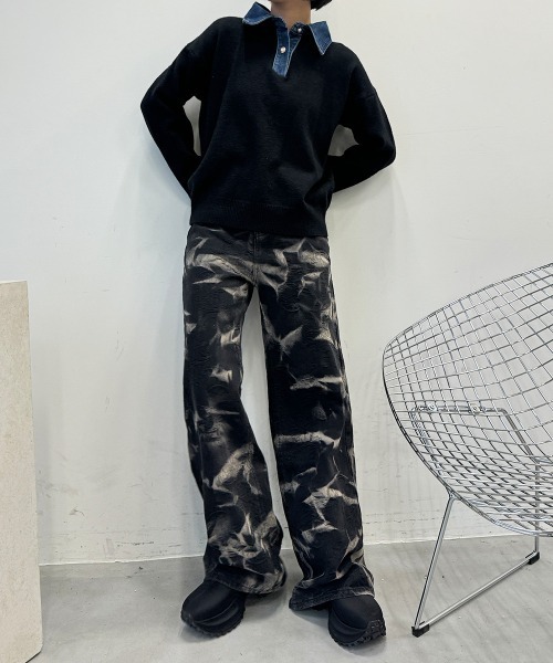 SEN TOKYO（セントーキョー）の「デニムドッキングニット（ニット/セーター・レディース・ボルドー/ホワイト/ネイビー/グレー/ブラック・FREE）」の20枚目の写真