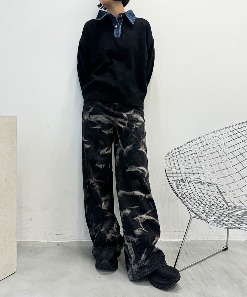 SEN TOKYO（セントーキョー）の「デニムドッキングニット（ニット/セーター・レディース・ボルドー/ホワイト/ネイビー/グレー/ブラック・FREE）」の21枚目の写真