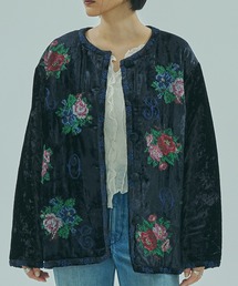 【即完売！】インディアイズビューティフル 刺繍 サロペット ビーズ刺繍ブローチ ニコちゃんがアイスになっちゃった