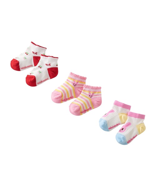 MIKI HOUSE（ミキハウス）の「ローカットソックスパック　ソックス３足セット(11-17cm)（ソックス/靴下・キッズ・ホワイト/ピンク/マルチ/ブルー・11-13cm/13-15cm/15-17cm）」の3枚目の写真