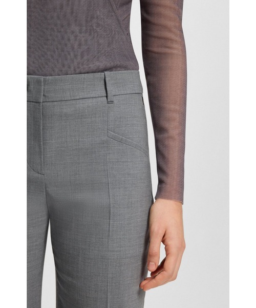 BOSS(ボス)の「リラックスフィットパンツ メランジ バージンウール(スラックス・レディース・ダークグレー・34/36/32)」の2枚目の写真