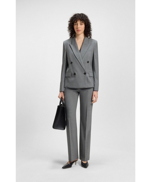 BOSS(ボス)の「リラックスフィットパンツ メランジ バージンウール(スラックス・レディース・ダークグレー・34/36/32)」の4枚目の写真