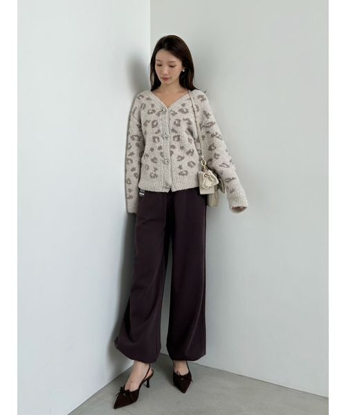 SNIDEL（スナイデル）の「ビジューリボンミドルカーディガン