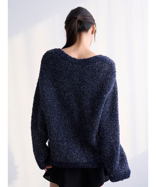 SNIDEL（スナイデル）の「ビジューリボンミドルカーディガン