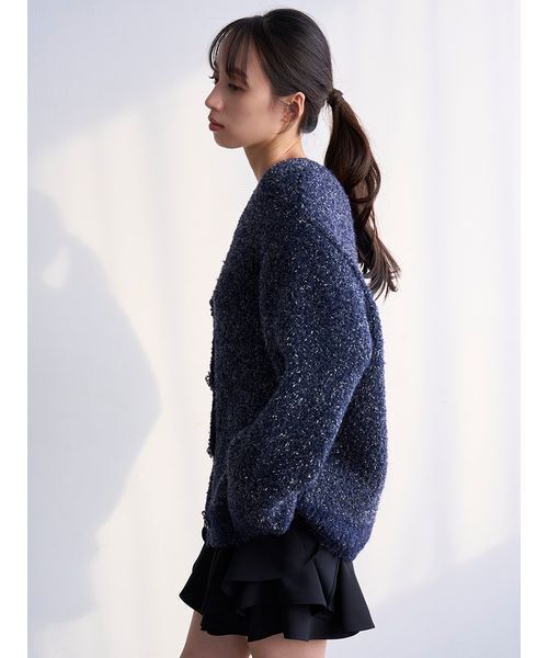 SNIDEL（スナイデル）の「ビジューリボンミドルカーディガン