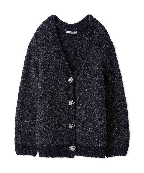 SNIDEL（スナイデル）の「ビジューリボンミドルカーディガン（カーディガン/ボレロ・レディース・アイボリー/ネイビー/レオパード・F）」の16枚目の写真