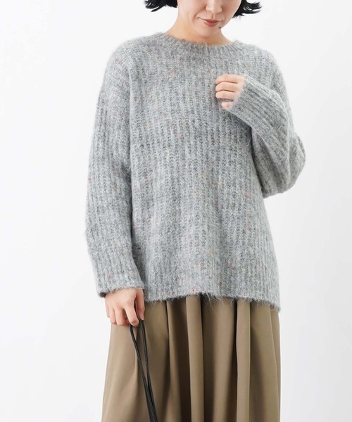 LUCA/LADY LUCK LUCA（ルカ/レディラックルカ）の「LC/LLL MIXヤーン畦編みゆるプルオーバー（ニット/セーター・レディース・グレー/チャコールグレー/カーキ・FREE）」の3枚目の写真