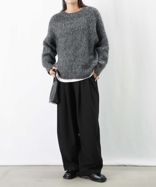 LUCA/LADY LUCK LUCA（ルカ/レディラックルカ）の「LC/LLL MIXヤーン畦編みゆるプルオーバー（ニット/セーター・レディース・グレー/チャコールグレー/カーキ・FREE）」の10枚目の写真