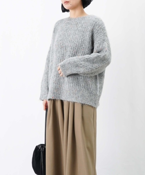 LUCA/LADY LUCK LUCA（ルカ/レディラックルカ）の「LC/LLL MIXヤーン畦編みゆるプルオーバー（ニット/セーター・レディース・グレー/チャコールグレー/カーキ・FREE）」の13枚目の写真