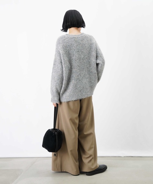 LUCA/LADY LUCK LUCA（ルカ/レディラックルカ）の「LC/LLL MIXヤーン畦編みゆるプルオーバー（ニット/セーター・レディース・グレー/チャコールグレー/カーキ・FREE）」の16枚目の写真