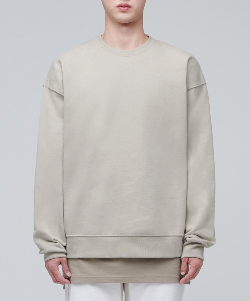 MUSINSA STANDARD（ムシンサスタンダード）の「レイヤードクルーネックTシャツ_ロング丈 [ダスティベージュ]（Tシャツ/カットソー・メンズ・その他・MEDIUM/X-SMALL/SMALL）」の3枚目の写真