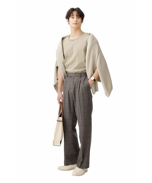 MUSINSA STANDARD（ムシンサスタンダード）の「レイヤードクルーネックTシャツ_ロング丈 [ダスティベージュ]（Tシャツ/カットソー・メンズ・その他・MEDIUM/X-SMALL/SMALL）」の9枚目の写真