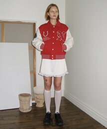 SINOON（シヌーン）の「LUCKY STAMP VARSITY JACKET (RED)（スタジャン）」