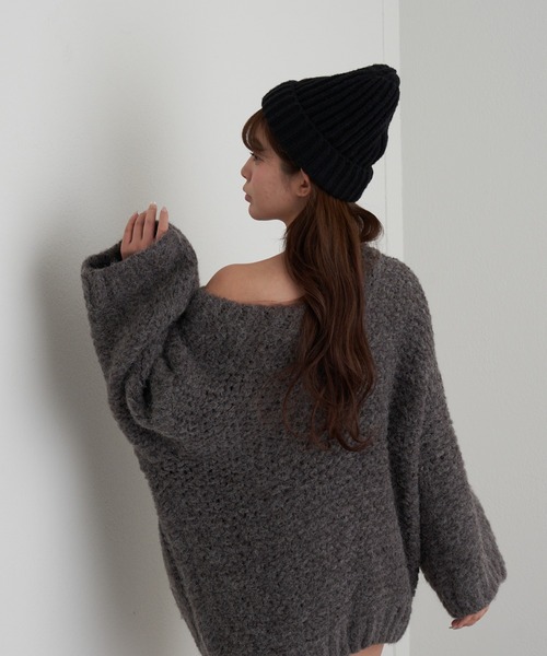 RAY CASSIN（レイカズン）の「リブニット帽（ニットキャップ/ビーニー・レディース・グレー/ブラック/ベージュ・FREE）」の8枚目の写真