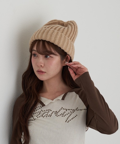 RAY CASSIN（レイカズン）の「リブニット帽（ニットキャップ/ビーニー・レディース・グレー/ブラック/ベージュ・FREE）」の17枚目の写真