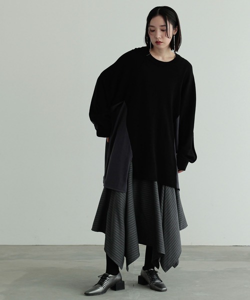 n'OrLABEL(ノアールレーベル)の「『アシンメトリックパッチフレアスカート』(スカート・レディース・ブラック/グレー・FREE)」の8枚目の写真