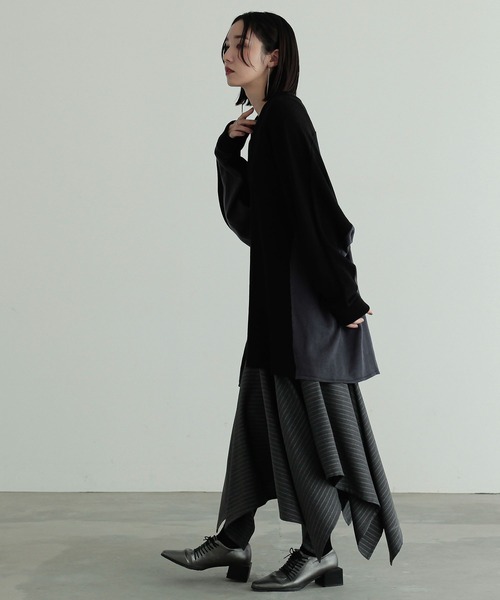 n'OrLABEL(ノアールレーベル)の「『アシンメトリックパッチフレアスカート』(スカート・レディース・ブラック/グレー・FREE)」の9枚目の写真