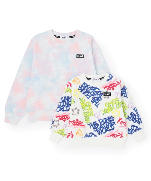 X-girl Stages（エックスガールステージス）の「総柄プリント トレーナー（スウェット・キッズ・ライトブルー/カラフル・140cm/130cm/120cm/90cm/100cm/110cm）」の4枚目の写真