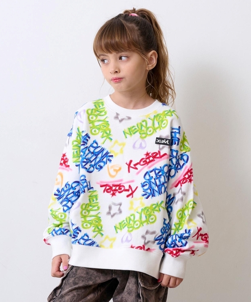 X-girl Stages（エックスガールステージス）の「総柄プリント トレーナー（スウェット・キッズ・ライトブルー/カラフル・140cm/130cm/120cm/90cm/100cm/110cm）」の11枚目の写真