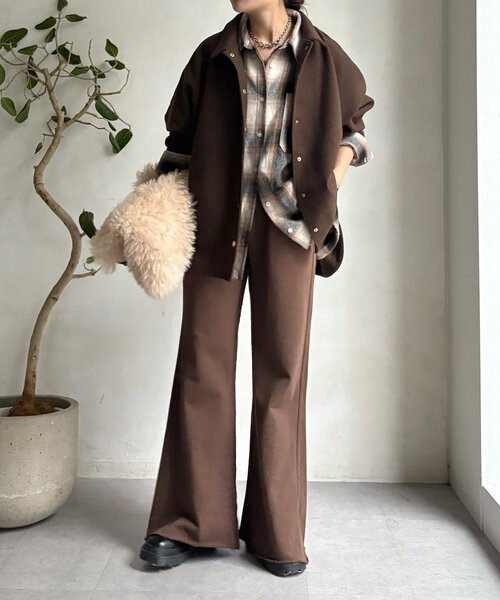 DouDou（ドゥドゥ）の「【WEB限定】セミフレア裏毛パンツ（その他パンツ・レディース・グレー/ブラウン/ブラック・FREE）」の16枚目の写真