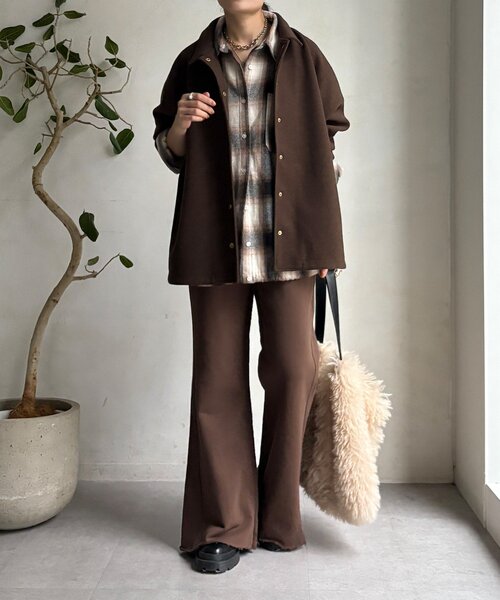 DouDou（ドゥドゥ）の「【WEB限定】セミフレア裏毛パンツ（その他パンツ・レディース・グレー/ブラウン/ブラック・FREE）」の18枚目の写真