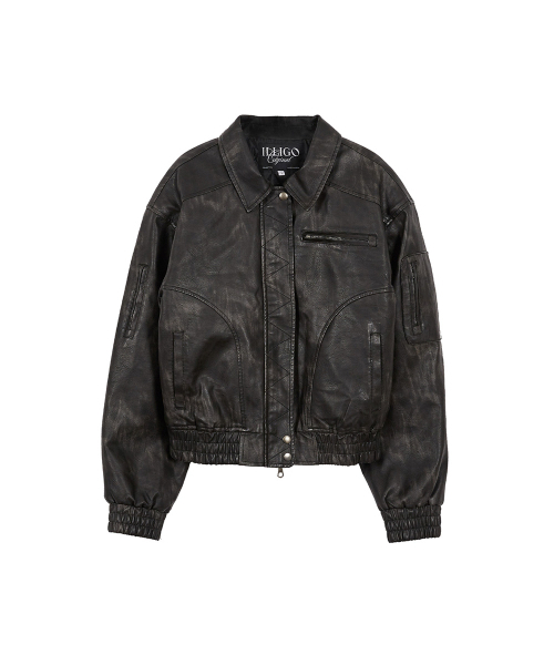 ILLIGO（イリゴ）の「ウォッシュドレザーボンバージャケットブラック（ライダースジャケット・レディース・その他・SMALL/MEDIUM）」の4枚目の写真