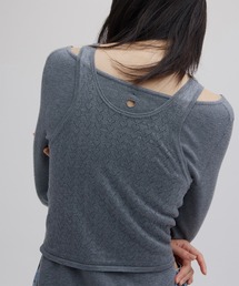 Ameri（アメリ）の「HEART TANK KNIT SET TOP（Tシャツ/カットソー）」