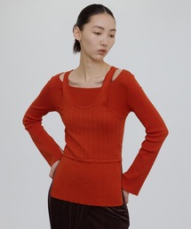 Ameri | HEART TANK KNIT SET TOP(Tシャツ/カットソー)