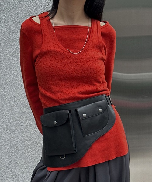 Ameri（アメリ）の「HEART TANK KNIT SET TOP（Tシャツ/カットソー・レディース・ホワイト/オレンジ/グレー・FREE）」の9枚目の写真