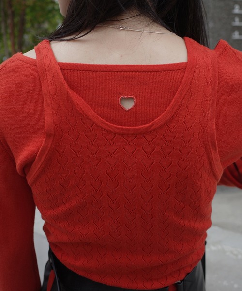 Ameri（アメリ）の「HEART TANK KNIT SET TOP（Tシャツ/カットソー・レディース・ホワイト/オレンジ/グレー・FREE）」の10枚目の写真