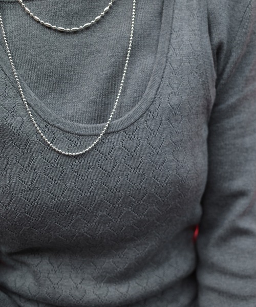 Ameri（アメリ）の「HEART TANK KNIT SET TOP（Tシャツ/カットソー・レディース・ホワイト/オレンジ/グレー・FREE）」の15枚目の写真