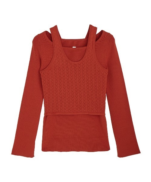 Ameri（アメリ）の「HEART TANK KNIT SET TOP（Tシャツ/カットソー・レディース・ホワイト/オレンジ/グレー・FREE）」の18枚目の写真