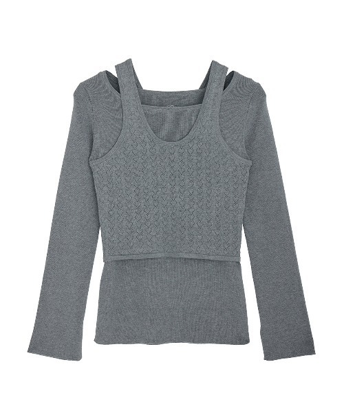 Ameri（アメリ）の「HEART TANK KNIT SET TOP（Tシャツ/カットソー・レディース・ホワイト/オレンジ/グレー・FREE）」の19枚目の写真