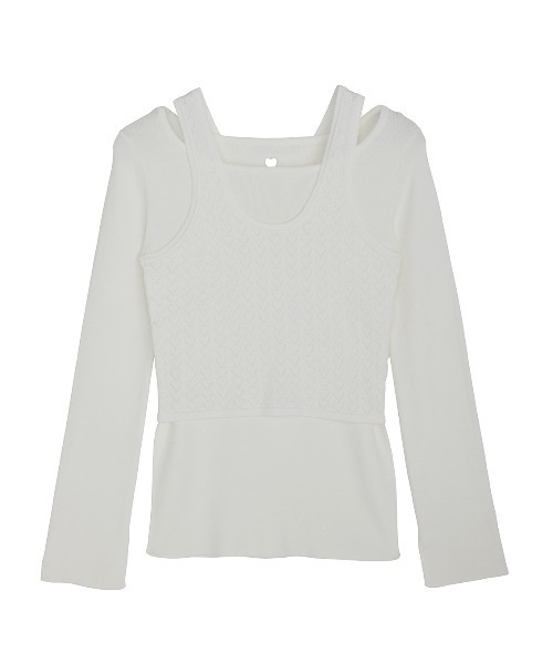 Ameri（アメリ）の「HEART TANK KNIT SET TOP（Tシャツ/カットソー・レディース・ホワイト/オレンジ/グレー・FREE）」の17枚目の写真