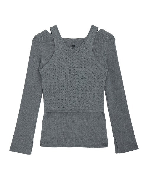 Ameri(アメリ)の「HEART TANK KNIT SET TOP(Tシャツ/カットソー Ameri(アメリ)の「HEART TANK KNIT SET TOP(Tシャツ/カットソー
