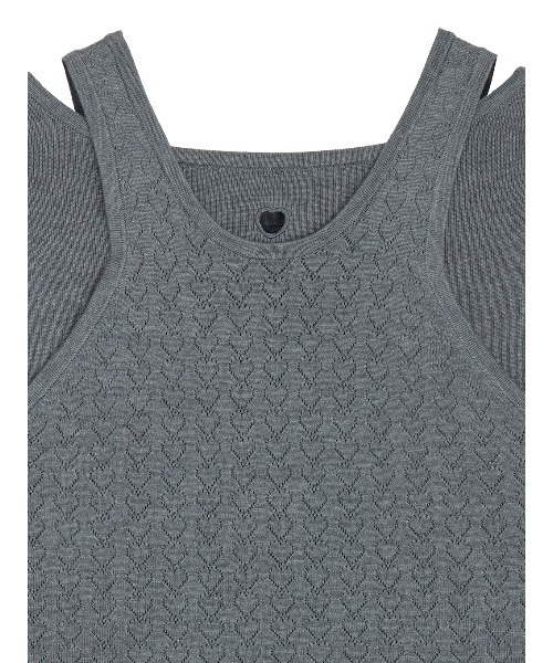 Ameri（アメリ）の「HEART TANK KNIT SET TOP（Tシャツ/カットソー