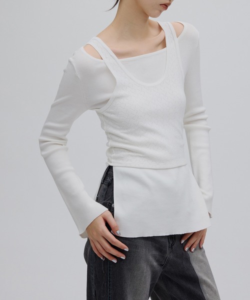 Ameri（アメリ）の「HEART TANK KNIT SET TOP（Tシャツ/カットソー・レディース・ホワイト/オレンジ/グレー・FREE）」の21枚目の写真