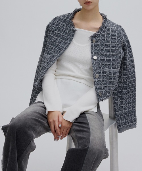 Ameri（アメリ）の「HEART TANK KNIT SET TOP（Tシャツ/カットソー